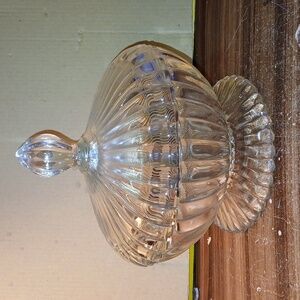Vintage Jeanette Clear Glass Candy Dish And Lid